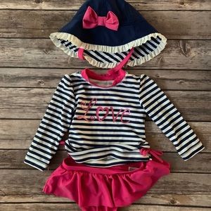 - Love swimsuit with matching hat